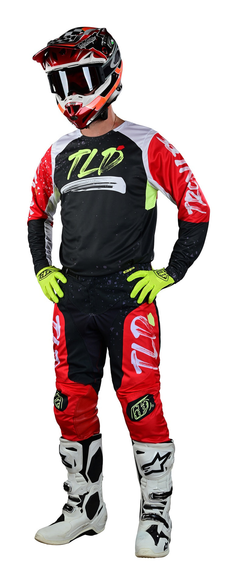 Pantalón Troy Lee Designs Gp Pro Moto Partical Black / Glo Red